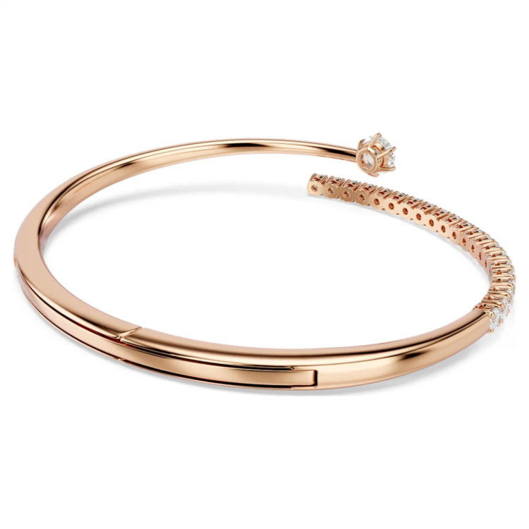 Matrix bangle Round cut, White, 18K rose gold finish